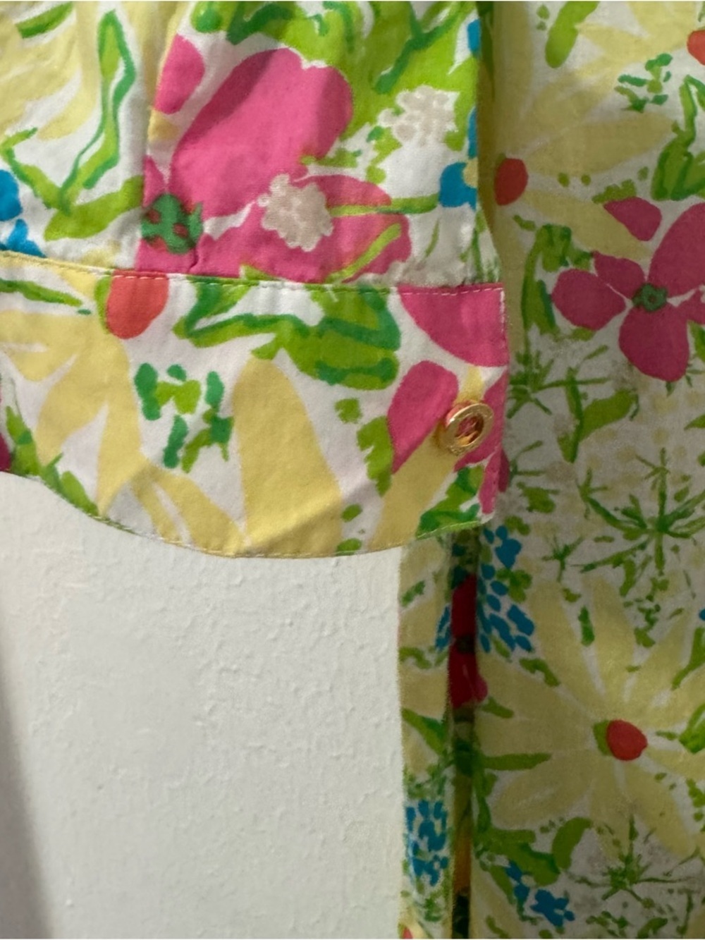 Lilly Pulitzer Women’s Medium Yellow Floral Mini Shirt Dress 100% Cotton Belt - Picture 4 of 12